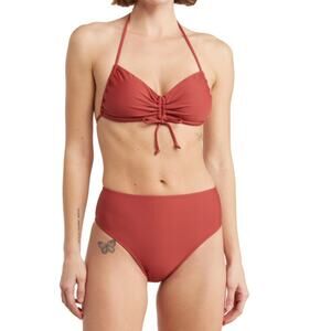 VYB Womens XL Cinched Two-Piece Bikini in Magic Hour Rust Brown NEW